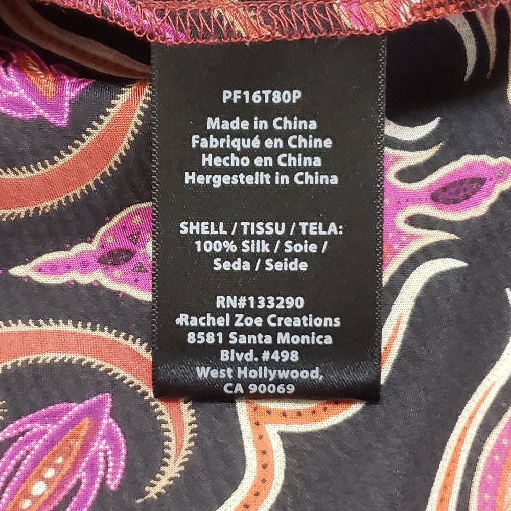 Rachel Zoe Silk Off Shoulder Blouse Paisley Flare Top Sz‎ 2 Whimsigoth Fairycore - Picture 10 of 15